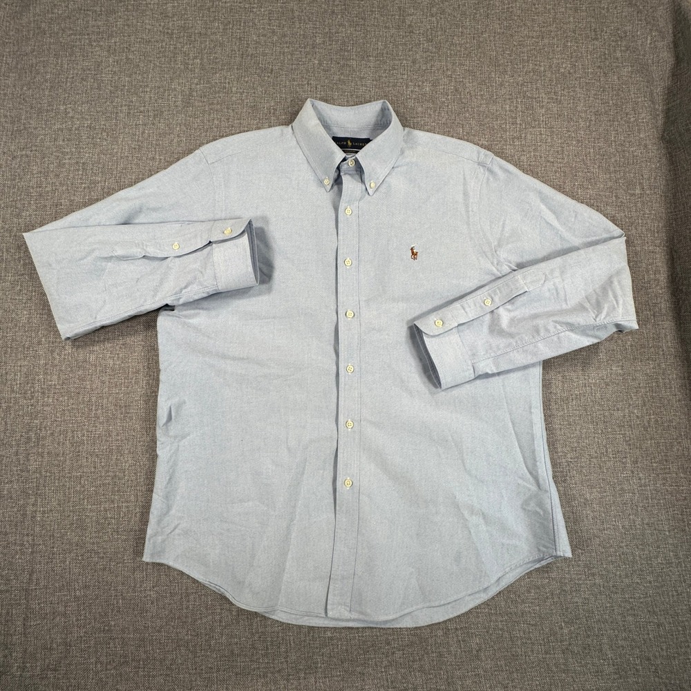 Ralph Lauren Oxford Shirt Mens XL Light Blue Custom Fit Button Down Flesh Pony - Picture 2 of 7